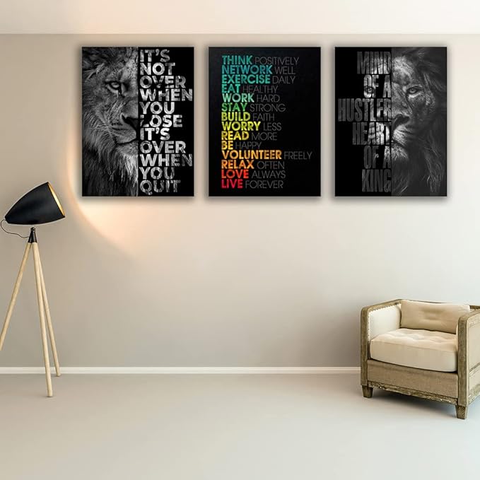 Motivational Canvas Painting Wall Art Execution Grind Hustle Inspirational Wall Art Success Entrepreneur Poster Positive Quotes Wall Poster Framed for Home Office Wall Decor[60''Wx 28''H]