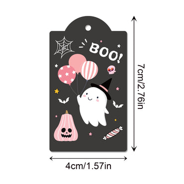 MOZUI Halloween Thank You Tags 60pcs Pink Black Ghost Pumpkin Kraft Paper