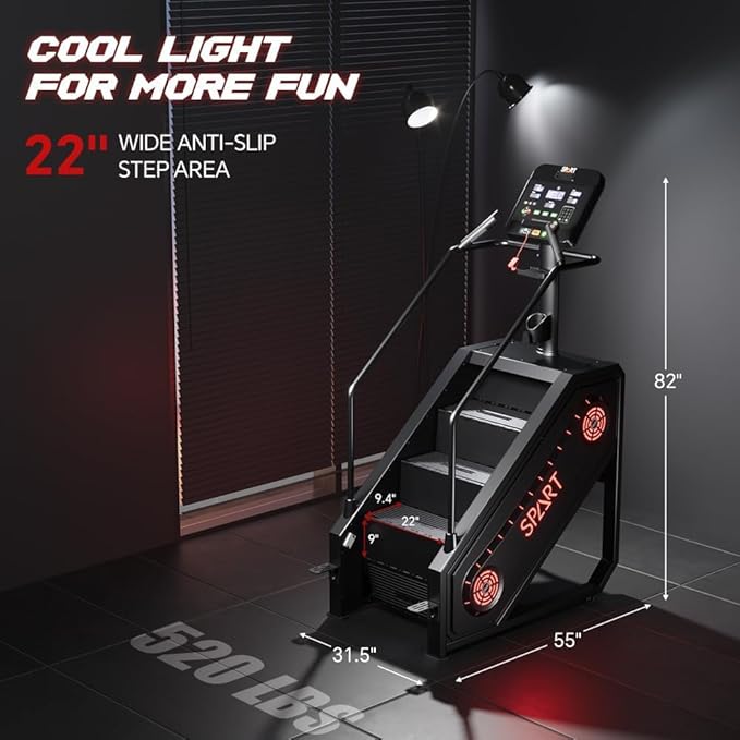 SPART Stair Stepper Machine, Commercial Stair Climber with LED Screen, Stair Exercise Machine with 15 Speed Levels, Speaker, Fan Cooling, Wireless Charge and Safety Key for More Fun in Home Gym