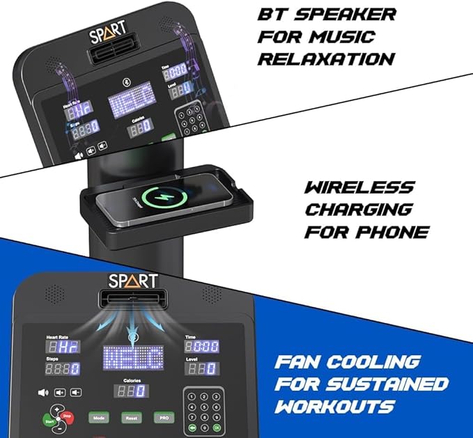 SPART Stair Stepper Machine, Commercial Stair Climber with LED Screen, Stair Exercise Machine with 15 Speed Levels, Speaker, Fan Cooling, Wireless Charge and Safety Key for More Fun in Home Gym