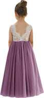 Girls Tulle Flower Girl Dress - Lace Back A-Line Party Dress