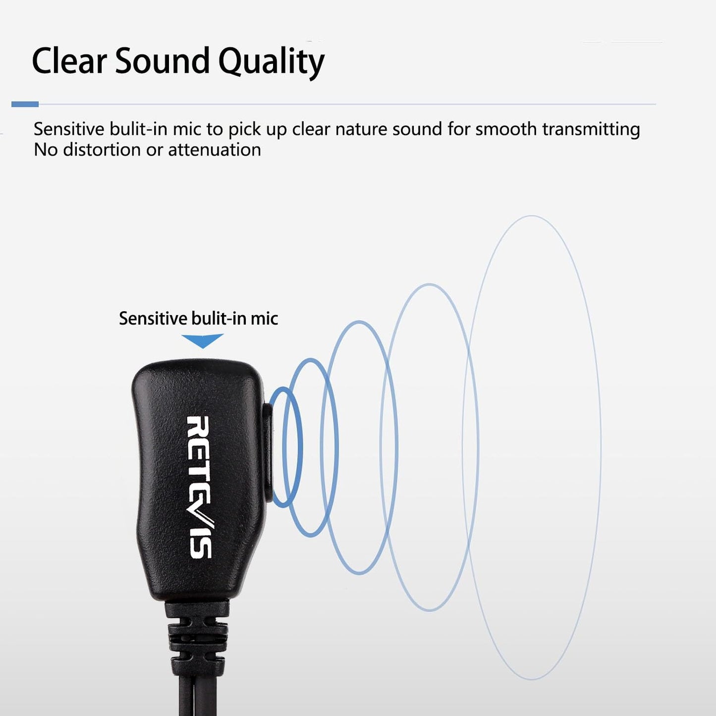 Case of 10, Retevis Walkie Talkies Earpiece with Mic 2 Pin Acoustic Tube Headset, for RT22 RT21 RT68 H777, Compatible with Pxton Baofeng BF-888S BF-T26 Kenwood walkie talkie, Two Way Radio Earpiece