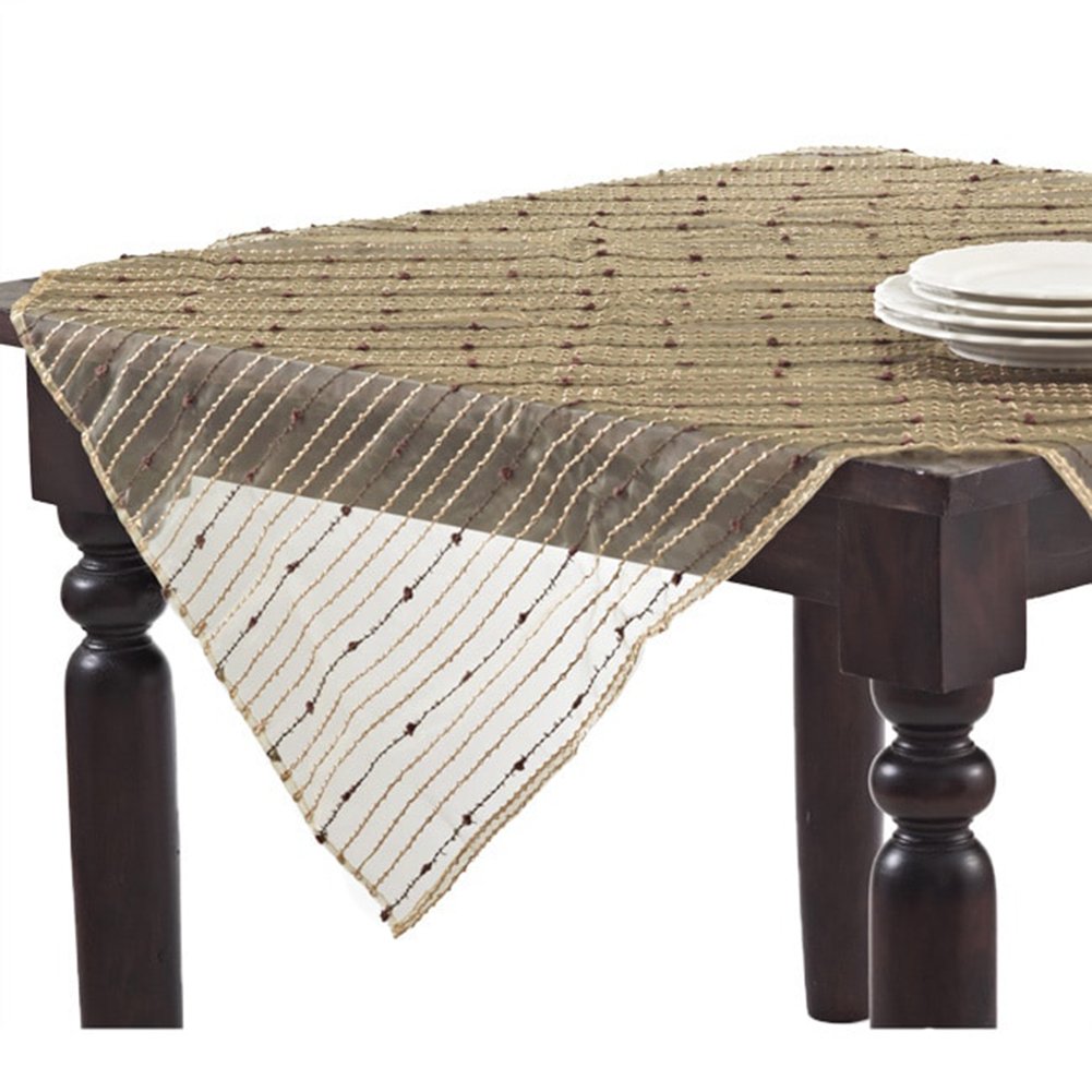 Fennco Styles Fontani Fuzzy Stripe Sheer Ivory Tablecloth, One Piece.