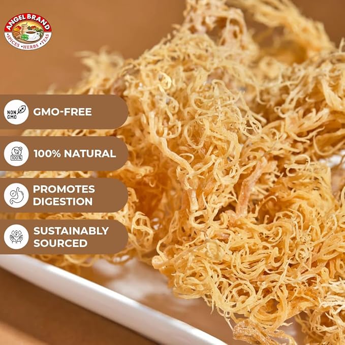 Angel Brand Irish Sea Moss 4 oz Pouch - Nutrient Rich Sea Vegetable Harvested from Pristine Ocean Waters - Enhance Wellness Journey with Irish Sea Moss Raw - Perfect for Smoothies & Soups