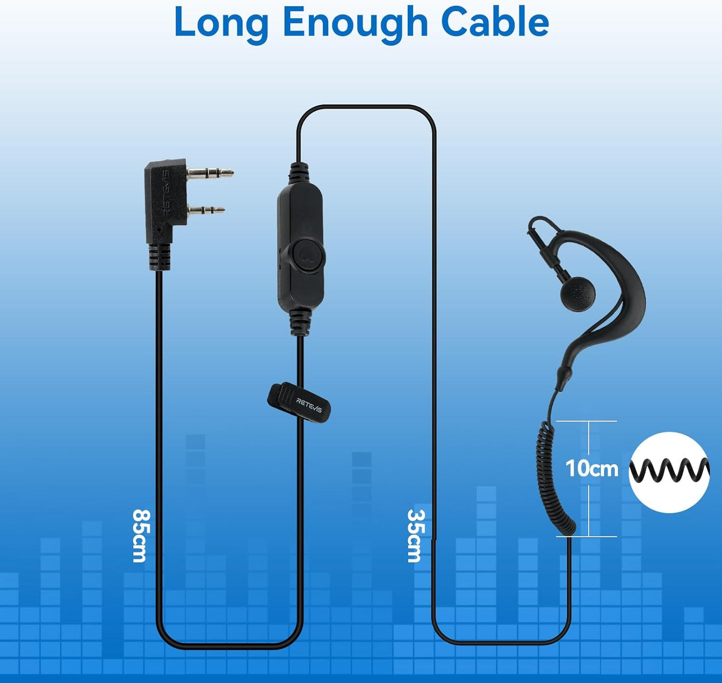 Retevis Volume Adjustable Walkie Talkie Earpiece with Mic, Coil Tube, for RT22 RT68 RT21 H-777 H-777H RT86S, Compatible with Pxton Baofeng BF-T26 Kenwood Two Way Radio, 2 Way Radio Earpiece(20 Pack)