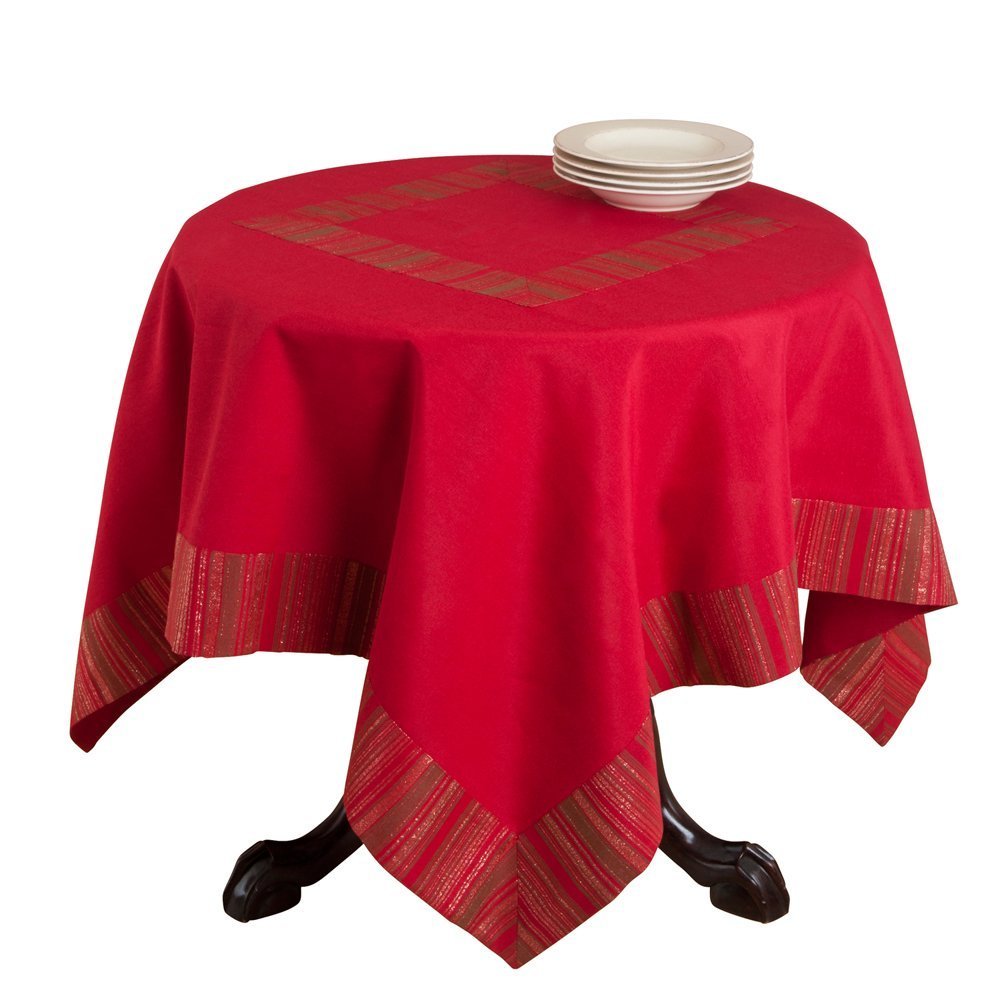 Fennco Styles Woven Striped Design Tablecloth (60"x60")