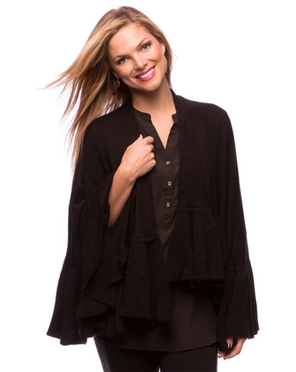 stylesilove Trendy Lightweight Knitted Ruffled Wrap