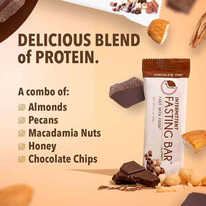 Prolon Fast Bars | Keto, Gluten Free, Dairy Free, Plant Based Protein, Intermittent Fasting Bars | Developed to Not Break Your Fast | Chocolate Chip, 12 Ct