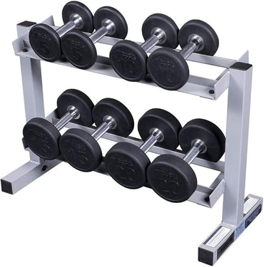 Body-Solid (PDR282X) 2-Tier Dumbbell Rack - Heavy-Duty 30inch Wide Weight Stand, Home Gym Storage Solution Holds 1 pair each of 5-30 lb. Dumbbells