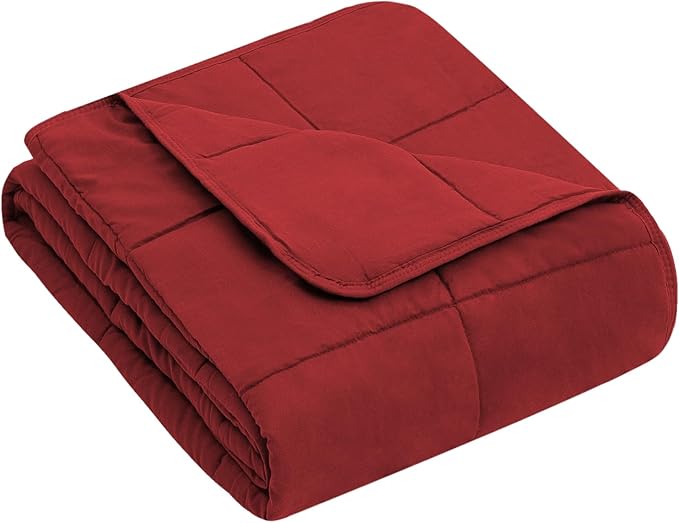 yescool Weighted Blanket (10 lbs, 41" x 60", Red) Cooling Heavy Blanket for Sleeping Perfect for 90-110 lbs, Breathable Blanket with Premium Glass Bead, Machine Washable