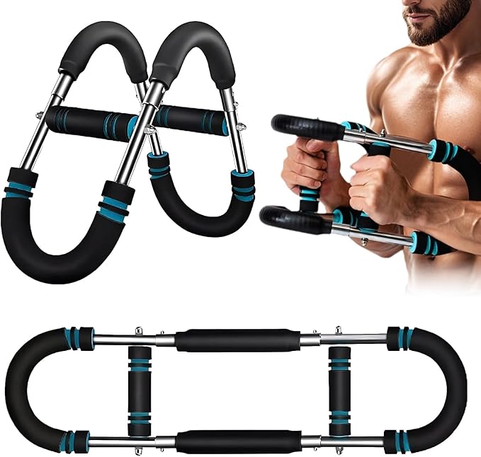 60-120lb Adjustable Twister Arm Trainer – Portable Detachable Chest , Arm Exerciser for Home/Gym/Travel, Full-Body Strength Training Equipment with Anti-Slip Grips