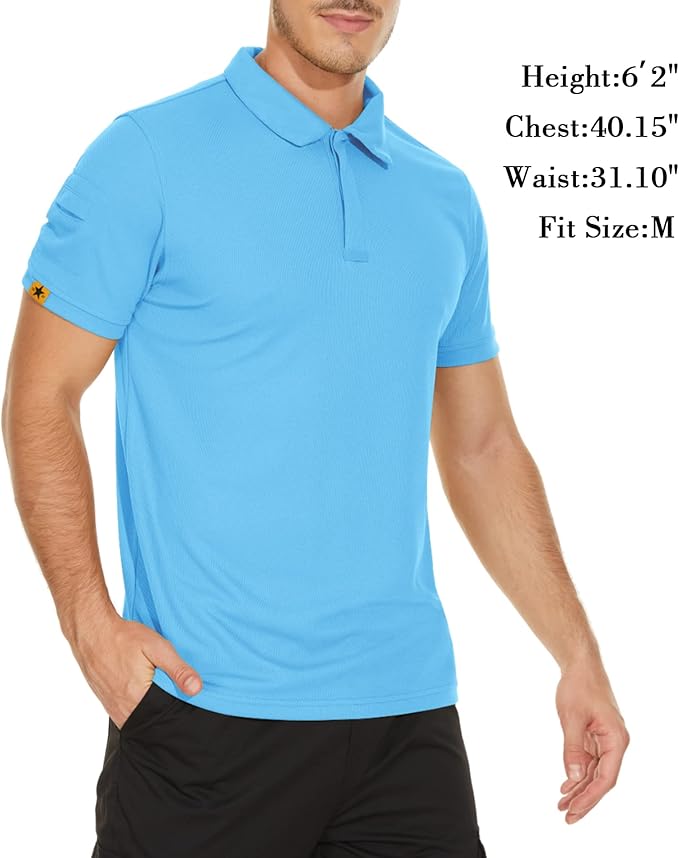 V VALANCH Mens Polo Shirts Short Sleeve Moisture Wicking Golf Polo Athletic Collared Shirt Tennis T-Shirt Tops