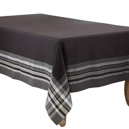 Fennco Styles Contemporary Stripe Border Design Cotton Tablecloth