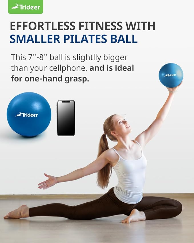 Trideer Pilates Ball - 7-8 inch with Pump, Small Core Ball for Yoga, Barre, Physical Therapy
