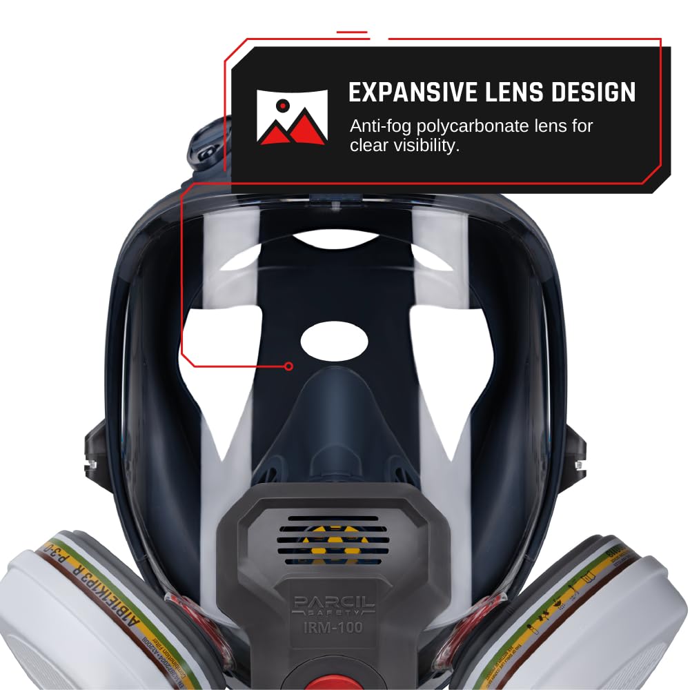 Parcil Distribution Full Face Respirator Mask with Filters – Durable Full Face Respirator Gas Mask, Bayonet Filter Compatible