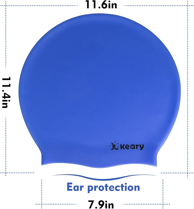 Keary Extra Large Swim Cap for Braids and Dreadlocks Extensions Weaves Long Hair, Waterproof Silicone Cover Ear Bath Pool Shower Swimming Cap for Adult Youth to Keep Hair Dry, Easy to Put On and Off