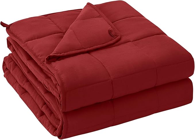yescool Weighted Blanket for Adults (25 lbs, 60" x 80", Red) Cooling Heavy Blanket for Sleeping Perfect for 240-260 lbs, Queen Size Breathable Blanket with Premium Glass Bead, Machine Washable