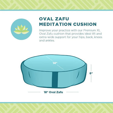 Bean Products Zafu Meditation Pillows for Sitting on Floor, Yoga Cushion, Cotton/Buckwheat Fill Yoga Pillow, Zafu Meditation Cushion, Zen Kneeling Prayer Pad- Made in USA - 14"x18" Oval - Royal Blue
