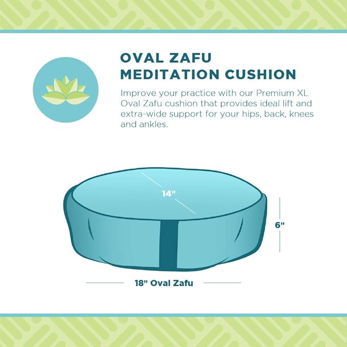Bean Products Zafu Meditation Pillows for Sitting on Floor, Yoga Cushion, Cotton/Buckwheat Fill Yoga Pillow, Zafu Meditation Cushion, Zen Kneeling Prayer Pad- Made in USA - 14"x18" Oval - Saffron