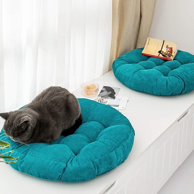 Tiita Floor Pillow Cushion, Round Seat Cushion, Outdoor Floor Pad, Meditation Cushion for Yoga Living Room Sofa Balcony, Set of 2, 22x22 Inch, Blue