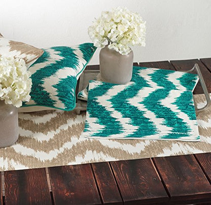 Fennco Styles Serpentine Wavy Design Cotton Table Runner (Natural)