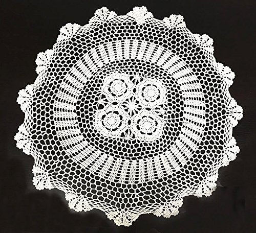 Fennco Styles Handmade Crochet Lace Centerpiece Cotton Doilies, 24-inch Round (2-Pack, White)