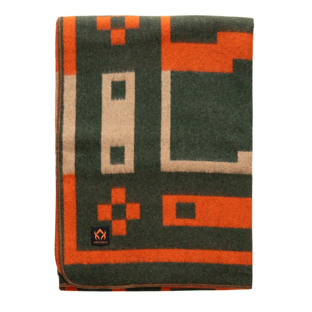 Arcturus Rainier Wool Blanket - 4.5lbs Warm, Heavy, Washable, Large | Great for Camping, Outdoors, Survival & Emergency Kits (Sunset Peak)