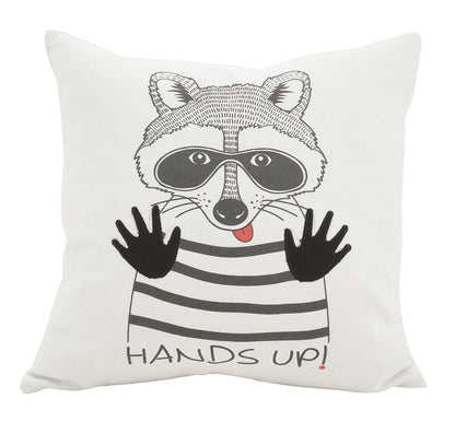Fennco Styles Hello Bear Statement Poly Filled Decortative Cotton Throw Pillow 16" Square