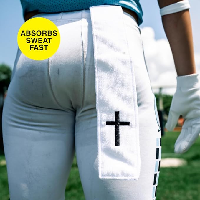 SLEEFS Faith Cross White Thin Football Towel