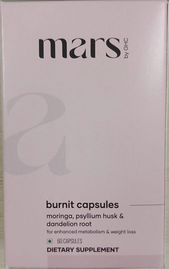 Mars BurnIt Capsules | Enriched with Psyllium Husk, Moringa & Dandelion Root | Supports Digestion, Detox & Weight Management (Pack of 2)