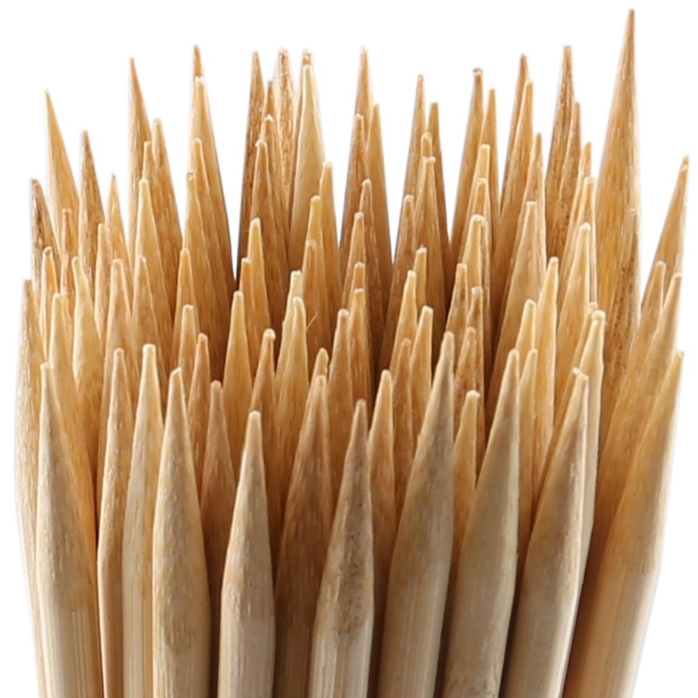 MalloMe XL Bamboo Skewers 6 Inch 100 pcs - 4mm Thick Bamboo Sticks - Heavy Duty Wooden Shish Kabob Skewers for Grilling - for Kebab BBQ Grill Hot Dog, Candy Apple Smores Sticks Wood Skewer Appetizers