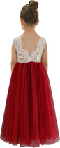 Girls Tulle Flower Girl Dress - Lace Back A-Line Party Dress