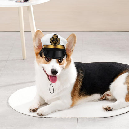 BESPORTBLE Small Dog Captain Sailor Hat Marine Admiral Costume Black
