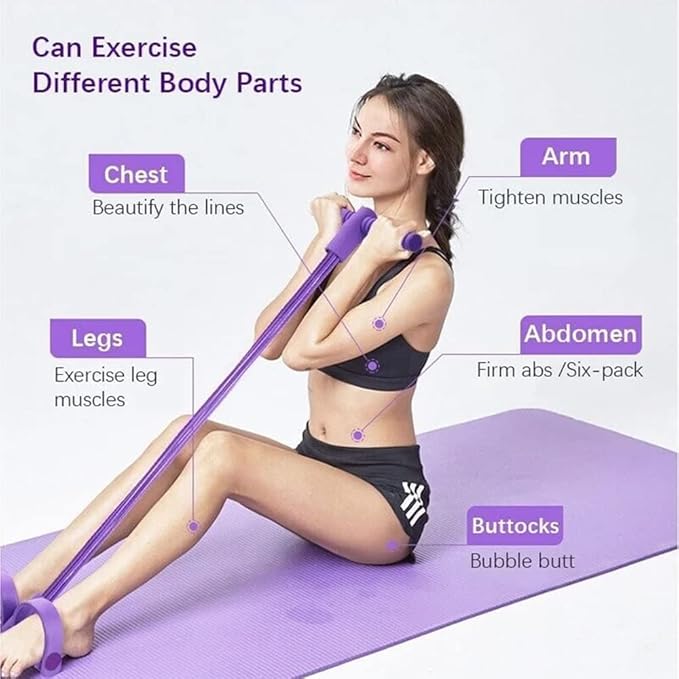 21 Fitness Resistance Bands - 4 Tube Pedal Ankle Puller, Yoga Handle Bands Exerciser Multifunction Trainer Tension Rope for Body, Abdomen, Waist, Arm, Tummy Exercise Stretching Training ( Color : Blue