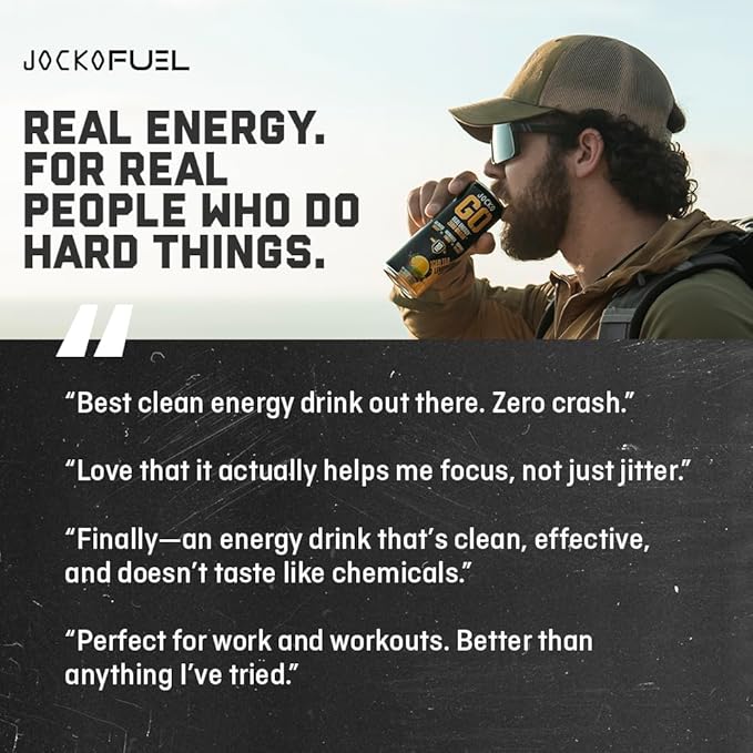 Jocko Fuel Blue Raspberry Energy Drink, 12 Pack, 0 Sugar, 95mg Caffeine, Supports Brain Health