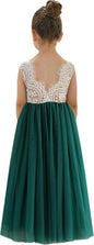 Girls Tulle Flower Girl Dress - Lace Back A-Line Party Dress