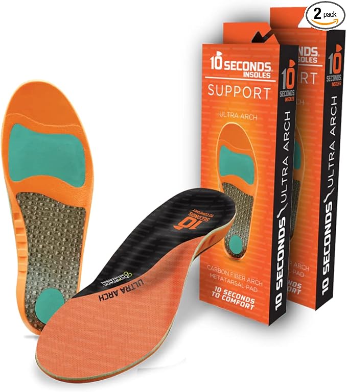3810 Ultra Arch Support –Foam Cushion Insoles for Men & Women w/Metatarsal Pad, Plantar Fasciitis Relief, Morton's Neuroma Metatarsalgia Orthotics, Heavy Impact Shoe Insert (M 10, W 12) 2-Pack