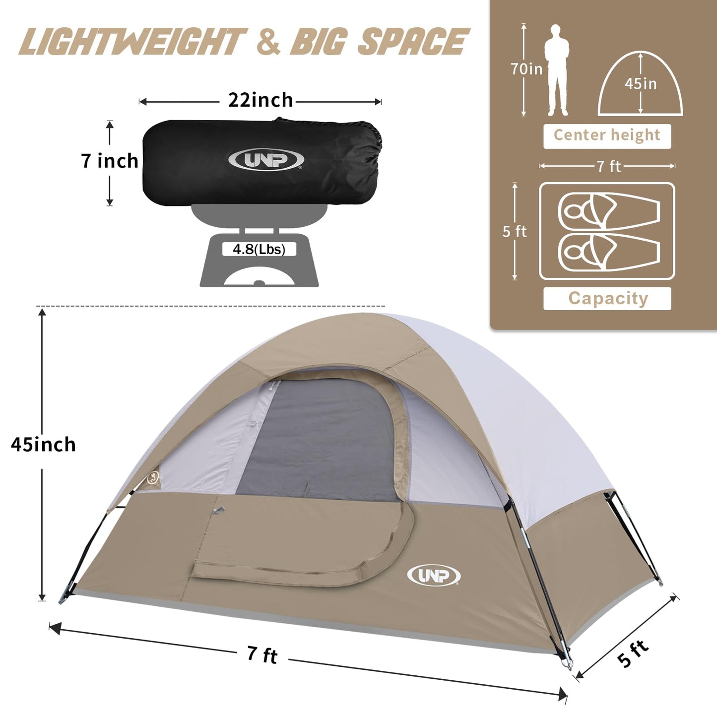 Camping Tent 2 Person, Waterproof Windproof Tent with Rainfly Easy Set up-Portable Dome Tents for Camping…