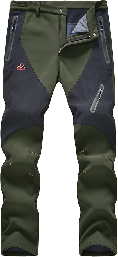 YSENTO Men's Fleece Lined Ski Snow Pants Winter Waterproof Softshell Insulated Hiking Cargo Pants