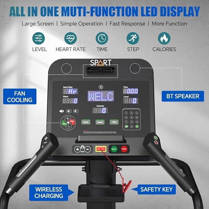 SPART Stair Stepper Machine, Commercial Stair Climber with LED Screen, Stair Exercise Machine with 15 Speed Levels, Speaker, Fan Cooling, Wireless Charge and Safety Key for More Fun in Home Gym