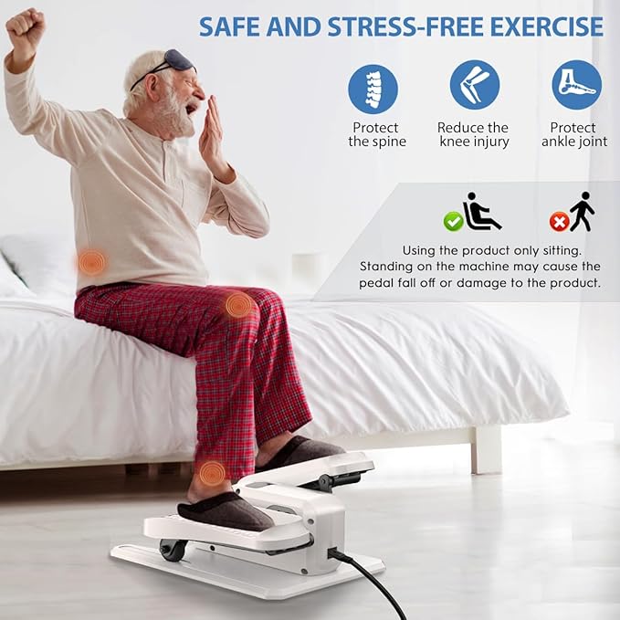 Under Desk Elliptical Machine, Electric Ellipse Leg Exerciser While Sitting for Seniors Adults, Quiet & Portable Electric Seated Pedal Exerciser with Remote Control, 15 Adjustable Speeds, 5 Auto Modes