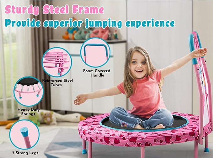 No-Gap 36" Mini Trampoline Toddler Trampoline with Handle for Kids, 36 inch Indoor Garden Small Kid Trampoline Baby Trampolines with Super Safe Cover for Toddlers Ages 2 to 5
