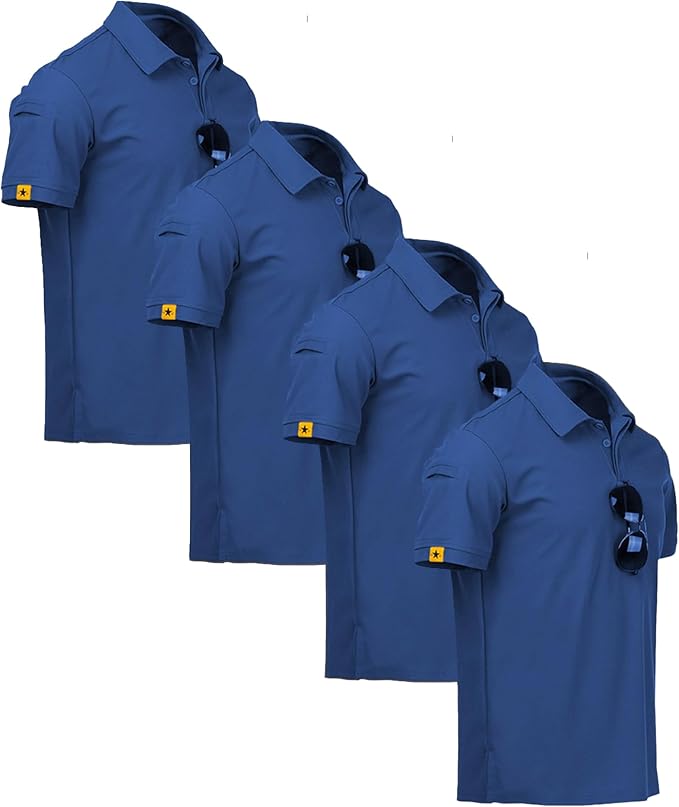 ZITY 4 Pack Mens Polo Shirt Short Sleeve Sports Golf Tennis T-Shirt Athletic Collared Tactical Shirts