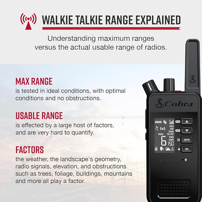 Cobra Performa 450 Business Radio (1-Pack with Dock) - 6-Channel UHF/LMR Professional Two Way Radio, Waterproof Walkie Talkie, Shockproof, IP67 & MIL-SPEC Rated, 18hr Battery, LCD Screen