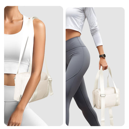 MEXS Mini Gym Bag for Women Waterproof Sports Duffel Bag Cream 10x5.4x6.5in