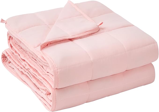 yescool Weighted Blanket for Adults (25 lbs, 60" x 80", Pink) Cooling Heavy Blanket for Sleeping Perfect for 240-260 lbs, Queen Size Breathable Blanket with Premium Glass Bead, Machine Washable