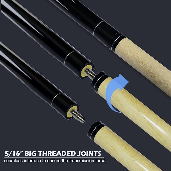 Pool Sticks Set of 4 and Pool Sticks Set of 2 with 13mm Cue Tip 58" Pool Cue with Rubber Anti-Skid Sleeve