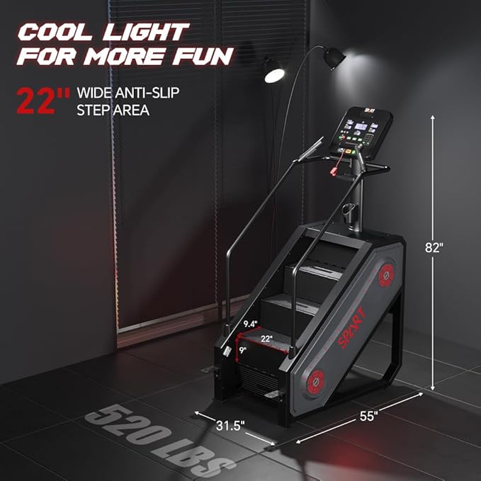 SPART Stair Stepper Machine, Commercial Stair Climber with LED Screen, Stair Exercise Machine with 15 Speed Levels, Speaker, Fan Cooling, Wireless Charge and Safety Key for More Fun in Home Gym