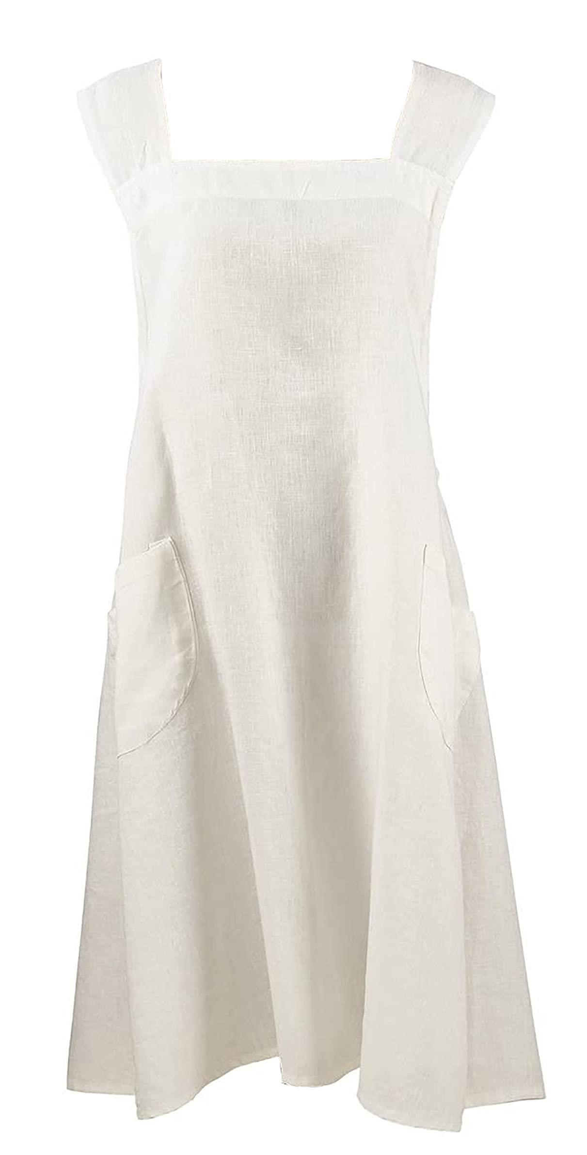Fennco Styles Solid Criss Cross Back Apron Pure 100% Linen Cooking Kitchen Apron