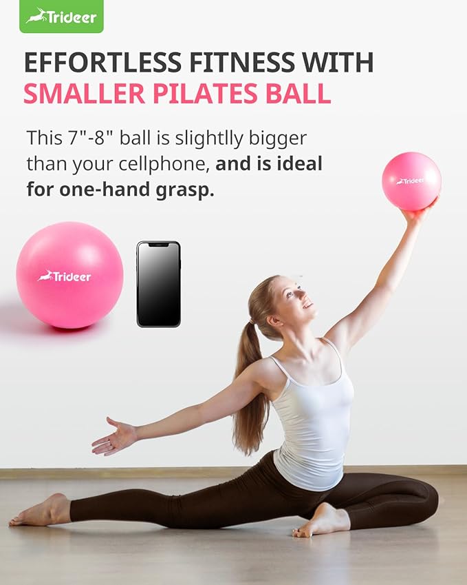 Trideer Pilates Ball - 7-8 inch with Pump, Small Core Ball for Yoga, Barre, Physical Therapy